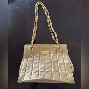 Fred Hayman Vintage Leather Gold Quilted Chain Purse